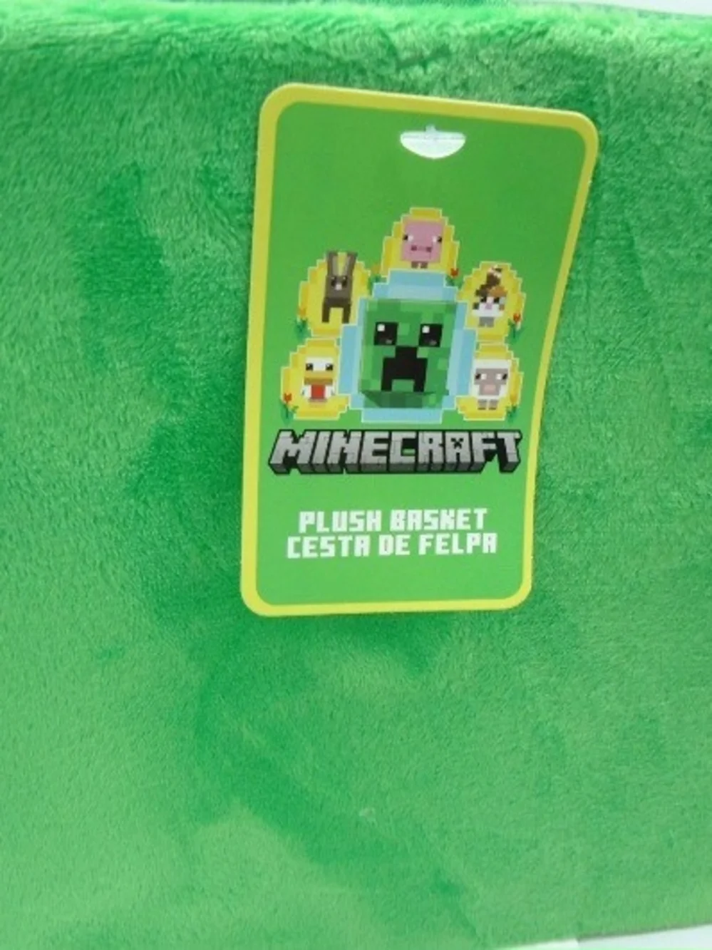 Minecraft Creeper Plush Basket Green Cube Easter Basket Halloween Bucket